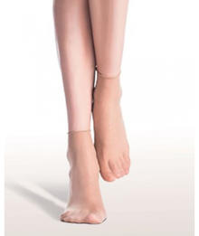 CALZINO DONNA VELATO CON PUNTA NUDA E POLSINO A TAGLIO VIVO 