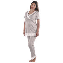 PIGIAMA D MEZZA MANICA PREMAMAN CON BORDINO DI PIZZO 