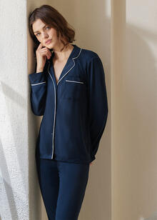 PIGIAMA DONNA COTONE LUNGO JERSEY APERTO JADEA 