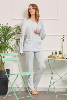 PIGIAMA DONNA LUNGO APERTO JERSEY 