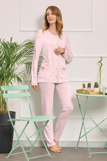 PIGIAMA DONNA LUNGO APERTO JERSEY 