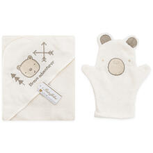 ACCAPPATOIO NEONATO TRIANGOLO RICAMATO+GUANTO SPUGNA 