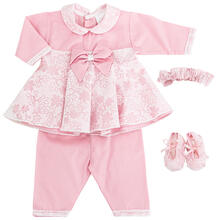 MINISET NEONATA CON VESTINA + SCARPETTE E FASCETTA COTONE 