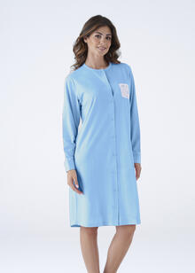 CAMICIA DA NOTTE DONNA MANICA LUNGA APERTA JERSEY IN SCATOLA 