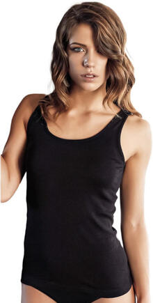 CAMICIOLA DONNA SPALLA LARGA COTONE FELPATO BORDO RASO 