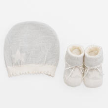 CAPPELLINO LANA + SCARPETTA CALDO COTONE NEONATO 