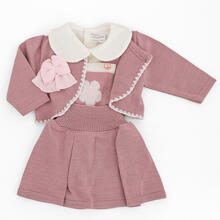 COMPLETO 3PZ SALOPETTE CON GONNA E SCALDACUORE 