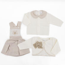 COMPLETO 3PZ SALOPETTE CON GONNA E SCALDACUORE 