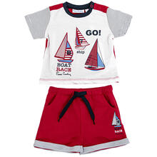 COMPLETO CORTO NEONATO CON PANTALONE IN TESSUTO 