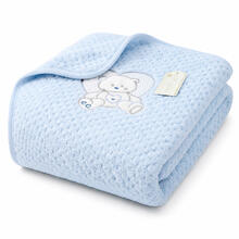 COPERTA NEONATO IN CORAL RICAMATA MISURA 75 X 90 CM 