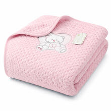 COPERTA NEONATO IN CORAL RICAMATA MISURA 75 X 90 CM 