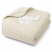 COPERTA NEONATO IN CORAL RICAMATA MISURA 75 X 90 CM 
