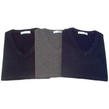 MAGLIA MEZZA MANICA IN COTONE FELPATO CON SCOLLO A PUNTA 