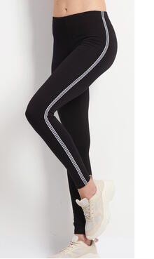 LEGGINGS SPORTIVO CON BANDINA LATERALE IN COTONE ELASTICO 