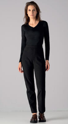 PANTALONE PILE VITA ALTA CON TASCHE DECORATIVE SCOZZESINO 