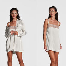 PARURE DONNA SOTTOVESTE+ VESTAGLIA IN RASO SILKY 