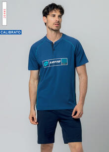 PIGIAMA UOMO MEZZA MANICA PANTALONCINO CALIBRATO LOTTO 