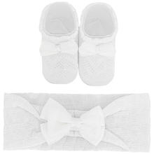 SCARPETTA + FASCETTA NEONATA IN FILO DI COTONE 