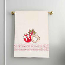 SET 1+1 ASCIUGAMANI SPUGNA SCATOLA NATALE RICAMATE 