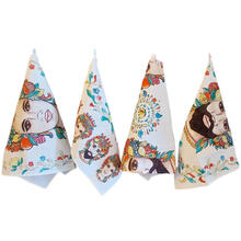 SET 4 ASCIUGAPIATTI TESSUTO CM 50X70 STAMPATI TESTE DI MORO 
