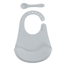 SET BAVETTA CON CUCCHIAINO IN SILICONE 