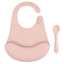 SET BAVETTA+CUCCHIAIO IN SILICONE 