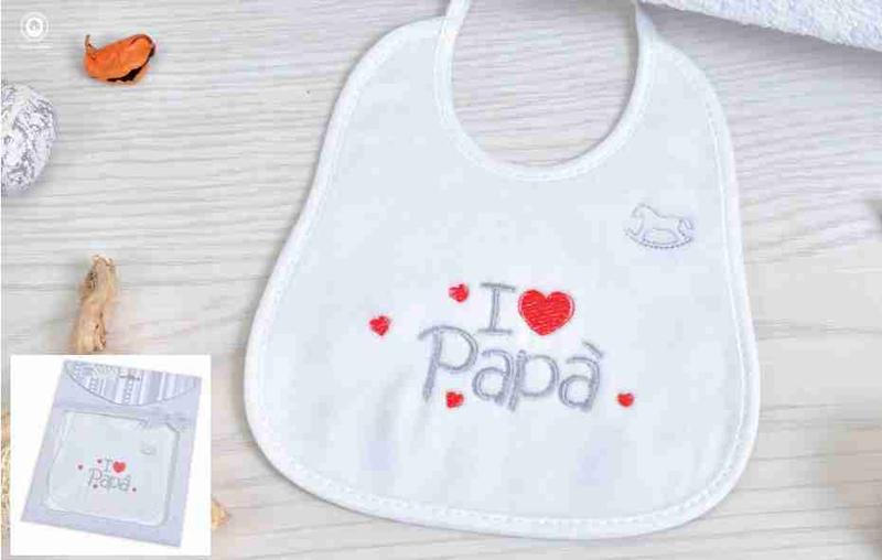 BAVETTE RICAMATE I LOVE PAPA' Gruppo Maccarrone Ingrosso Abbilgiamento e Biancheria
