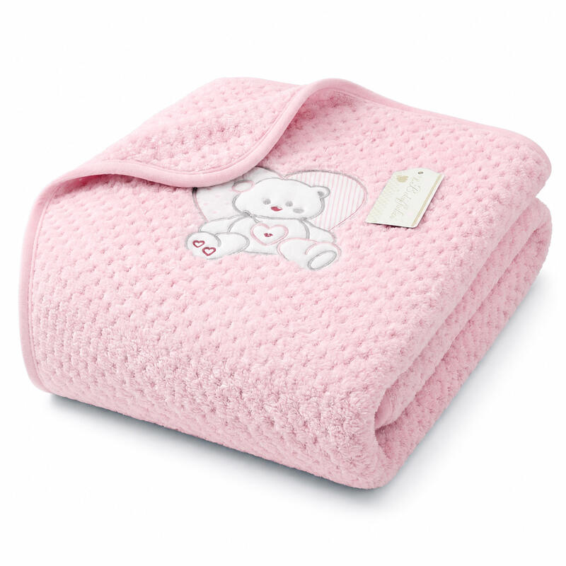 COPERTA NEONATO IN CORAL RICAMATA MISURA 75 X 90 CM Gruppo Maccarrone Ingrosso Abbilgiamento e Biancheria